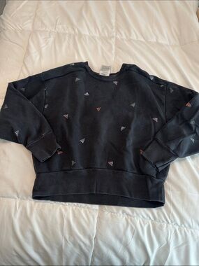 adidas Black Crew Sweatshirt with Small Multicolor Logos